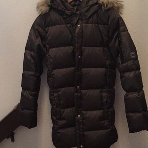 Gap girls puffy fur hood jacket size 12-14 (xl)